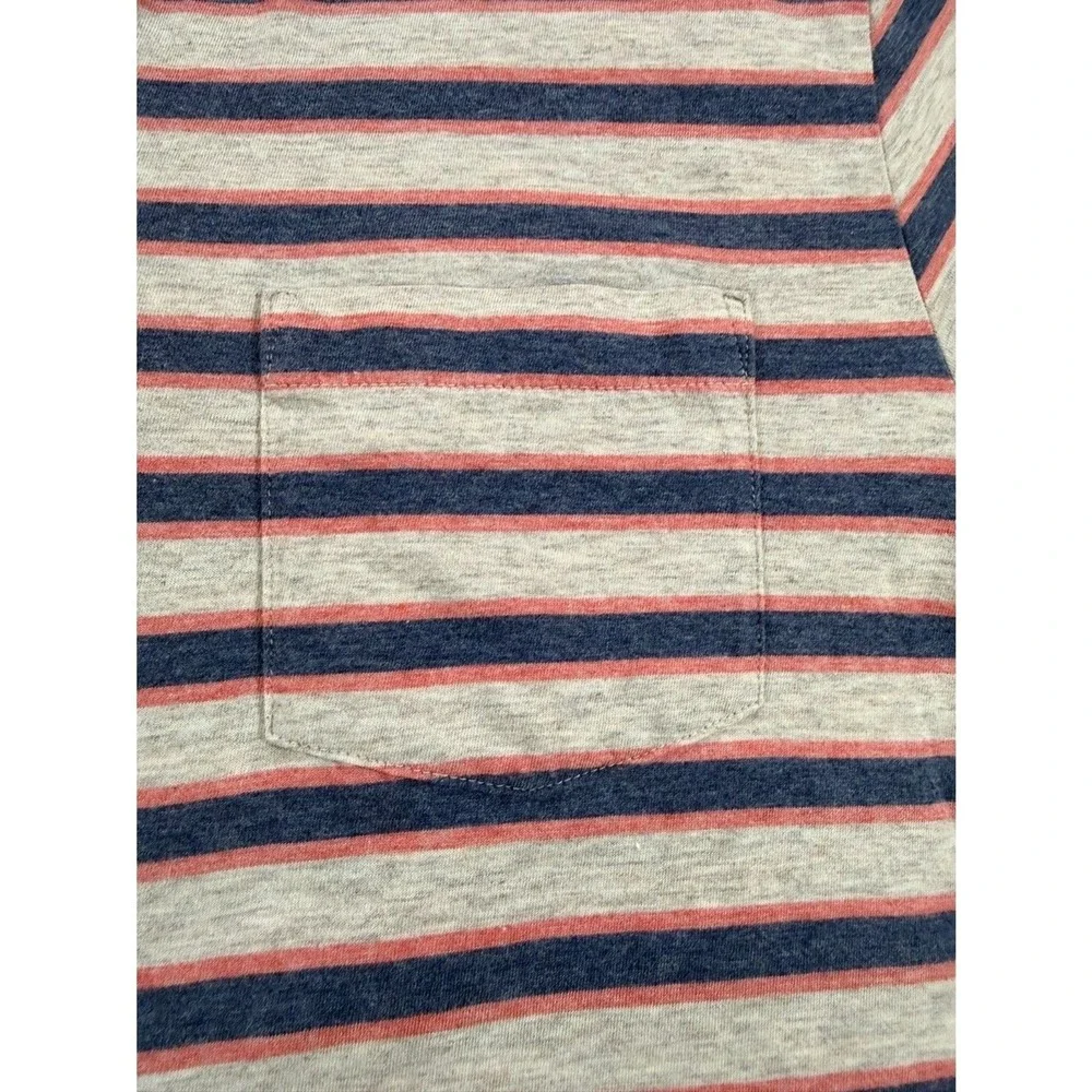 Patagonia Polo Shirt S Grey‎ Blue Pink Striped Organic Cotton Short Sleeve 52185